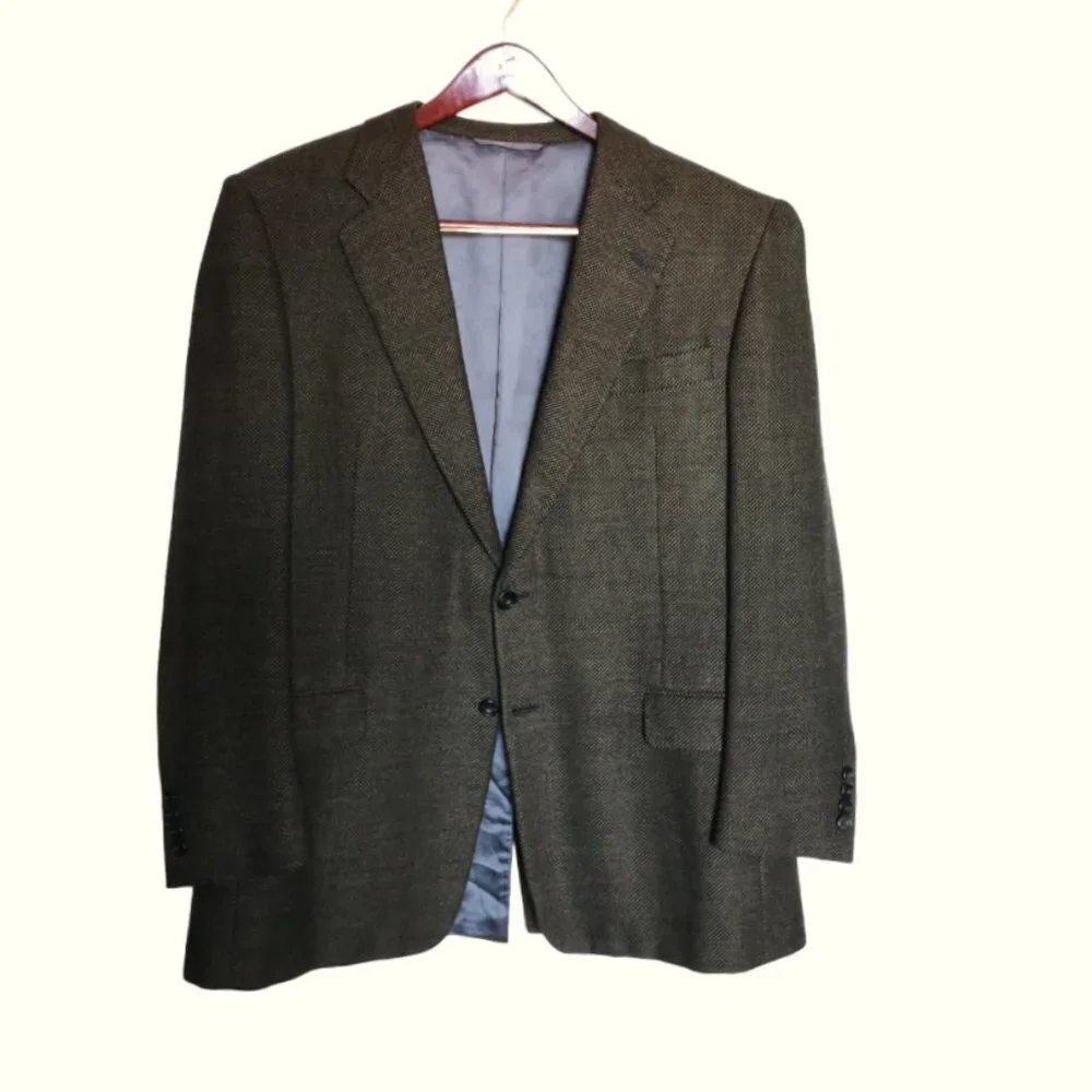 Hickey Freeman Men's Wool/Cashmere Geometric‎ Tweed Blazer 43R
